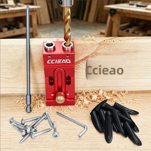 Bộ Dụng Cụ Tạo Lỗ Chìm Bằng Hợp Kim Nhôm Kèm Mũi Khoan - Dụng Cụ Định Vị Lỗ Xiên Cho Chế Tác Gỗ Làm Tủ Và Đồ Nội Thất