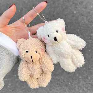 Cute Bear Doll Keychain Soft Plush Pendant Creative Gift for Girls Festive Supplies Bag Accessory Key Holder Lovely Companion