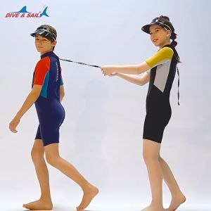 Đồ bơi giữ nhiệt bé gái Dive and Sail size lớn 24-50kg chất liệu cao su dày 2.5mm giữ ấm ngăn tia UV