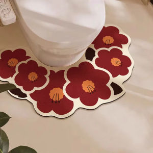 Absorbent Bathroom Soft Pad Quick Dry Anti Slip Toilet Mat U Shaped Foot Pad Silicon Dinosaur Cartoon Style Home Bathroom Mat
