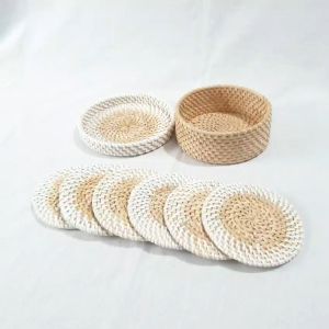 LusioSB Coaster Aesthetic Rotan Tahan Panas Rattan Coaster
