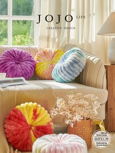JOJOS L. PD Outlined Sofa Living Room Zafu Pillow Cream Cushion Cover Handmade Woven Polyester Square Shape Universal Use