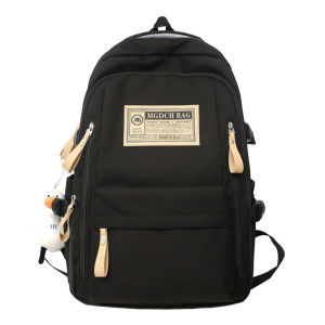 Large Capacity Nylon Cloth Backpack for Men and Women Suitable for High School Middle School Primary School and College Zipper Closure Waterproof Anti-splashing