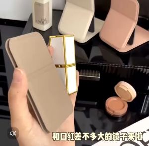 Cermin Makeup Size Kecil Easy Carry Leather Cover Penutup Jelas Mirror Hand Carry Holdable Lipat Simpan Beauty Tool小号镜子