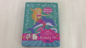 Magical Mermaids Happy Tin Colouring Book Stickers Poster & Colour Pencils for children to play & learn BOXSET