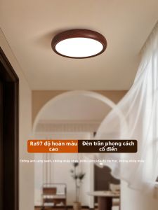 DGY | Retro Walnut-colored Round Ceiling Light for Bedroom Dressing Room Foyer Balcony