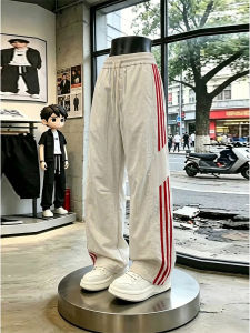 LIUBU | American Vintage Three Stripes Straight Summer Thin Ice Silk Quick-dry Loose Sweatpants