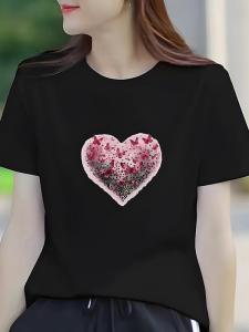 Áo Thun Cotton Tay Ngắn Mùa Hè Cho Nữ Dáng Rộng in Họa Tiết Thời Trang Thường Ngày Cổ Tròn Dài Vừa Phải