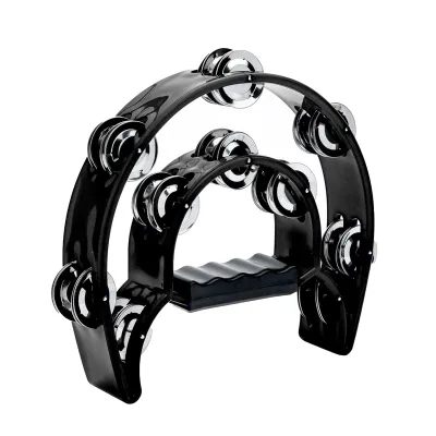 Tambourine Double Row Metal Jingles Hand Held Percussion Half-Moon Tambourines Musical Instrument Gifts for Kids Adults Party