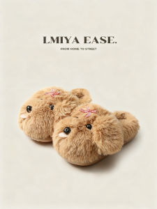 Dép Bông Dày Lông Cừu Mùa Đông Ấm Áp Chống Trượt Trong Nhà Ngoài Trời Cho Nữ Hoạt Hình Dễ Thương Đế EVA Dép Bông Mùa Đông