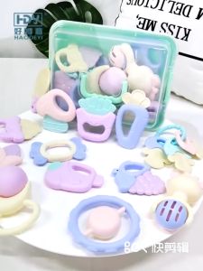 6/8/14pcs Newborn Baby Teether Toys Soft Rubber Silicone Rattle BPA Free Early Learning Education Toy Pacifie Mainan