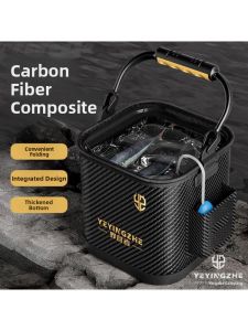 Foldable Handheld Fishing Bucket Transparent Water Carrying Bucket Sitting Bucket Camping Fishing Gear Portable Fish Tank