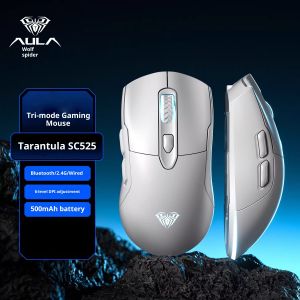 AULA | AULA SC525 3-Mode Wireless Mouse 10000 DPI Adjustable Type-C Fast Charging Ergonomic Grip for Big Hands RGB Backlit Stable