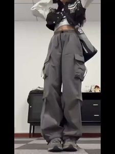 Quần ống rộng túi hộp nữ suông dài Kaki phong cách Hiphop cực chất