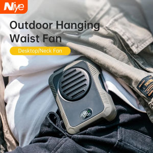 Niye Portable Neck Fan 4000mAh USB Rechargeable Clip with LED Light & Power Bank 3 Speeds for Outdoor Camping Sports Home Office