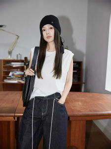 Camelux Basic Chic Casual Combed Cotton Sleeveless Vest Fashionable Blogger Style Womens Loose Fit T-Shirt Summer Essential