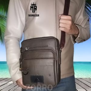 NEW-Tas selempang pria kulit simon model ring dan saku merk zorro