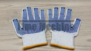1 Pair Or 12 Pair High Quality Blue Dot Cotton Knitted Safety Hand Work Gloves Non -Slip