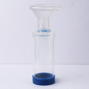 สำหรับเด็กผู้ใหญ่สำหรับพ่นยาซาลรีที่กั้นระยะแอโรสีเหลืองอำพันที่มีหน้ากาก3หน้าใส่สบายตัวรองสำหรับเครื่องพ่นยาและ MDI ช่วยเพิ่มปั๊มและการจัดส่งห้องแอโรโฟลว์สำหรับโรคหอบหืดสีน้ำเงิน