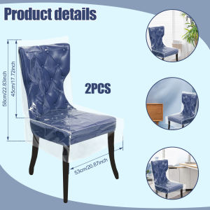 2Pcs Clear Dining Chair Cover Waterproof PVC Seat Chair Protector Short/Long Single Seat Dust Cover for Home Kitchen Bedroom