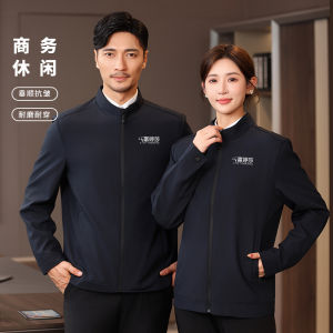 Business Jacket Work Uniform Logo Printed Administrative Female Male Autumn Winter Outerwear Custom Made Polyester Fiber