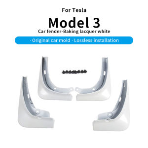 Front Rear Mudflaps Mud Flaps Original Model Replacement Splash Protector Fender for Tesla 2021-2023 Model 3  White
