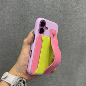 Blue Shell iPhone Case Womens Fashion Half Cover with Card Slot Anti-Fall Wristband Compatible with Apple 12 13 14 15 pro 16 pro Max