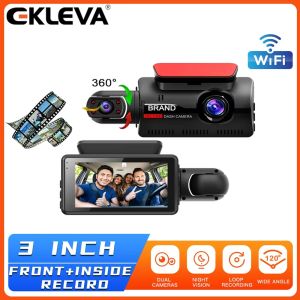EKLEVA WIFI Reverse Camera HD 1080P Night Vision Car Video Recorder Driving Dash Cam 3 inch 2 Lens IPS Camera Recorder