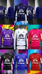 เสื้อกีฬา เสื้อบอล เสื้อกีฬาแขนยาว PM สกรีนช้าง เสื้อมือสมิทธิการ