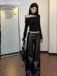 YUEZHONGWEI | Off-shoulder Lace Splicing Turtleneck Top