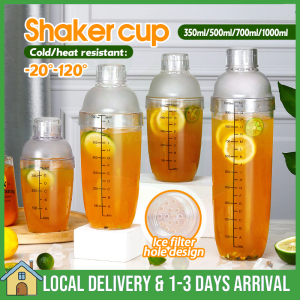 Cocktail Shaker 300ml/500ml/700ml/1000ml Cocktail Bartender Shaker With Scale Bar Home Milk Tea Drink Wine Mixer Shake Cup Drink Shaker Cawan Pengocang 调酒器