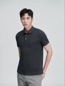 New Trendy Versatile Solid Color Polo Shirt Volcano Grey