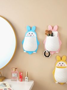 【Buy 1 Free 1】Wall Organizer Storage Rack Space-saving Decorative Quick Drainage Punch-free Multifunctional Cartoon Rabbit Home Supplies