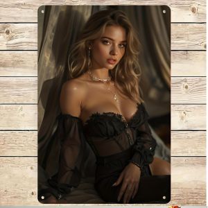CIFbuy | 2d 1pc Ekouaer Metal Wall Art Elegant Woman Silhouette Poster Modern Home Decor Bedroom Decoration