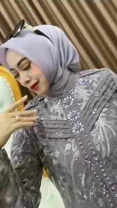 Gamis Brokat Zalina Mix Payet Mewah Bahan Ceruty Babydoll Full Furing Tersedia Size Jumbo 2XL Gamis Wanita Remaja Dewasa Terbaru 2025 Lebaran Longdress Brukat JumboBisa COD