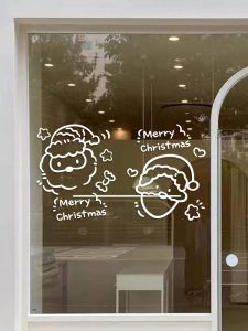 Christmas Holiday Decoration Stickers Santa Claus Window Display Decals Glass Door Wall Art New Year Scene Arrangement