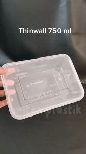 Thinwall 750 ml Persegi Panjang Kotak Makan Anti Panas 25 pcs Tutup Lunch Box