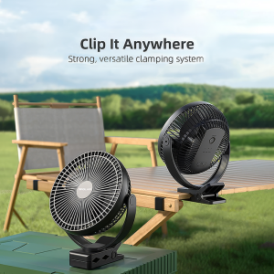 OPOLAR 8inch Rechargeable Clip Fan Strong Silent Wind Mini USB Fan Camping Home Outdoor 10000mAh