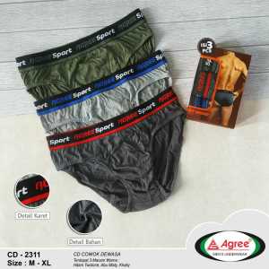 AGREE 2311 SET 3 PCS | Celana Dalam Pria Karet Luar Agree Sport | CD Cowok Sporty | CD Pria Ukuran Jumbo | CD Pria Big Size | Pakaian Dalam Pria | ALFA MABRUK