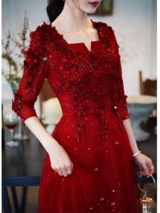 ชุดราตรีขนาดใหญ่สำหรับเจ้าสาว ชุดคลุมท้อง ชุดการแสดง ชุดราตรีฤดูใบไม้ร่วงและฤดูหนาว ชุดราตรีสุดหรูหรา