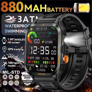 2025 Outdoor Sport Smart Watch Men 1.96" HD Screen LED Flashlight 800mAh Large Battery Heart Rate Waterproof BT Calls Smartwatch