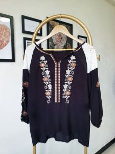 [SG SELLER] LOTUS Womens fashion Embroidered Blouse Vintage Summer Bohemian Ethnic Style Tops