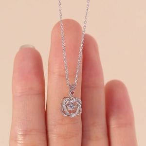 LAZO DIAMOND Entwined Hearts Dancing Diamond Pendant in 9k White Gold