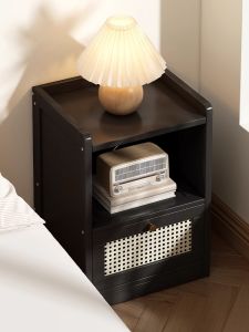 Modern Minimalist Bedside Table Small Size Wooden Nightstand Storage Rack Luxury Sensation Bedroom Furniture Bamboo Material