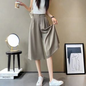 Slimming Wide Leg Pants Womens Summer Thin High Waist Seven-Foot Casual Trousers Versatile Suit Skirt Casual Seven-Foot Pants