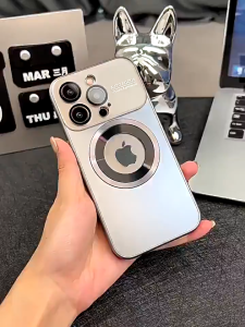 เคสแม่เหล็กเลนส์หน้าต่างขนาดใหญ่สำหรับ iPhone 11 12 13 14 15 16 17 Pro Max เคสศัพท์แม่เหล็กแบบโปร่งสำหรับ iPhone 16 Pro Max