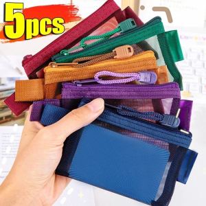 5Pcs Mini Storage Bag Portable Nylon Mesh Zipper Pouch Coins Earphone Card Holder Lipsticks Storage Bag for Travel