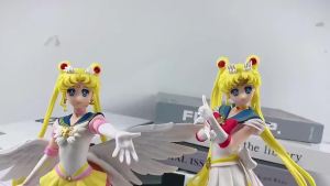 Bandai | Sailor Moon Figure Set Tsukino Usagi Winged Moon Sitting Version PVC Collectible Statue Desk Shelf Display Gift for Anime Lovers