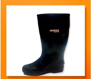 Sepatu Untuk Keselamatan Kerja Skipper Boots Anti Air Bahan Karet Kuat hitam