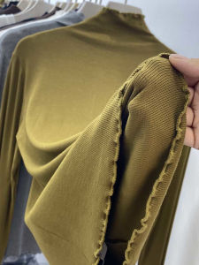 Fancy Half Turtleneck Fungus Long Sleeve T-shirt Female Spring Autumn Underwear Western Style Slim Fit Threaded Undershirt Tops Tide